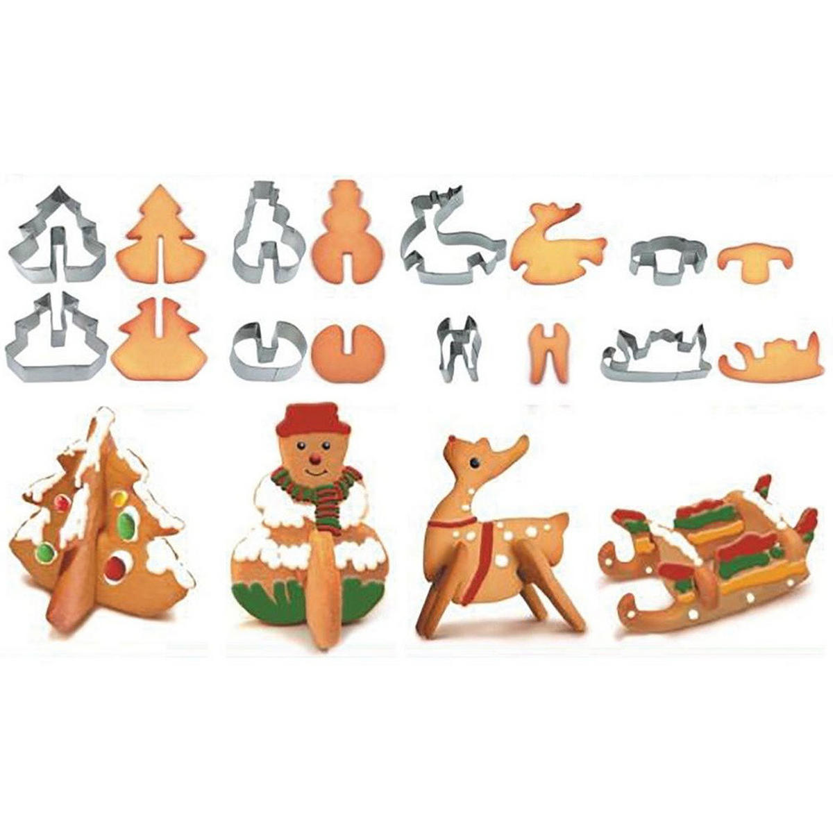 AUSSTECHFORM-SET Weihnachten 3D 8-teilig Silber - Silberfarben, Metall (9.5/1.5/8.5cm) - La Cucina