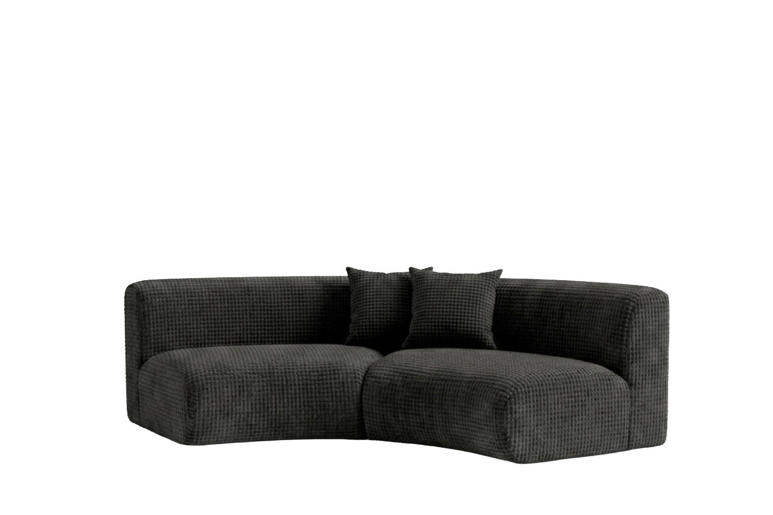 SOFA Round, Chenille-Stoff Cremona, Anthrazit, GRETA - Anthrazit, Holz (294/70/89cm) - Kaiser Möbel