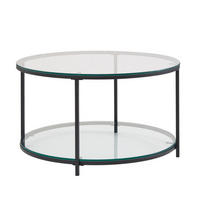 COUCHTISCH Glas-Metall Mix mit zwei Ablagen in Marmoroptik, Transparent 80x80x45 cm - Transparent/Schwarz, Metall (80/80/45cm) - KADIMA DESIGN
