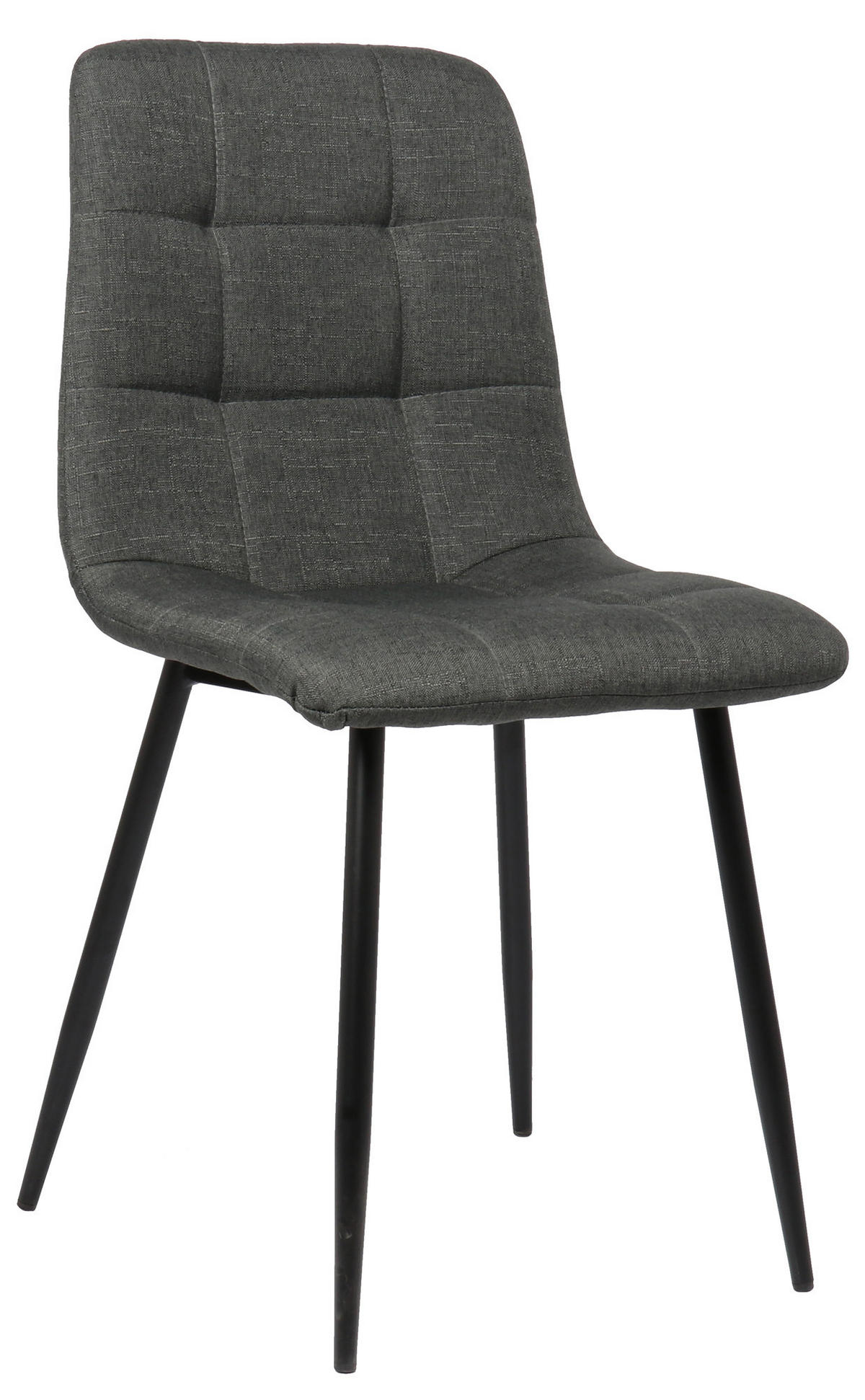 ESSZIMMERSTUHL Till Stoff, Gestell Metall matt Schwarz Dunkelgrau - Dunkelgrau/Schwarz, Textil/Metall (45/88/52cm) - TPFLiving