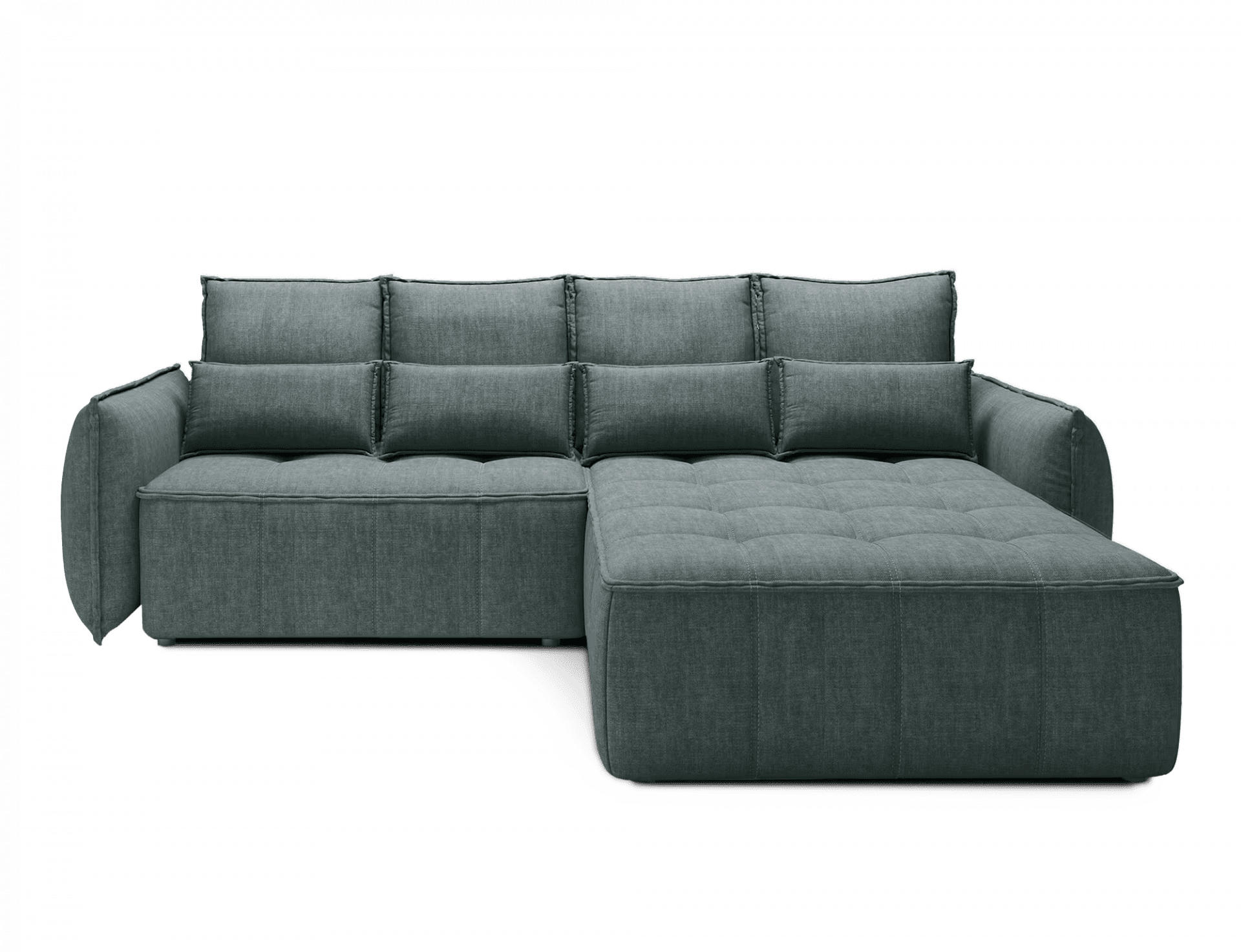 ECKSOFA mit Schlaffunktion und Bettkasten - Grün, Textil (196/265cm) - Eltap