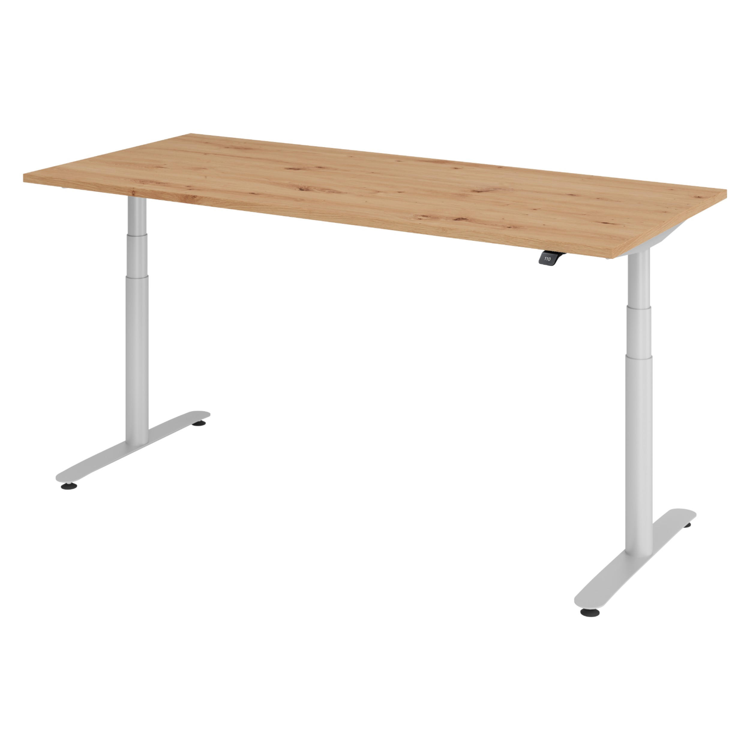 SCHREIBTISCH elektrisch Bluetooth & App XDLR 180/80/72 cm in Wildeiche/Silberfarben - Wildeiche/Silberfarben, Holzwerkstoff (180/80/72cm) - bümö