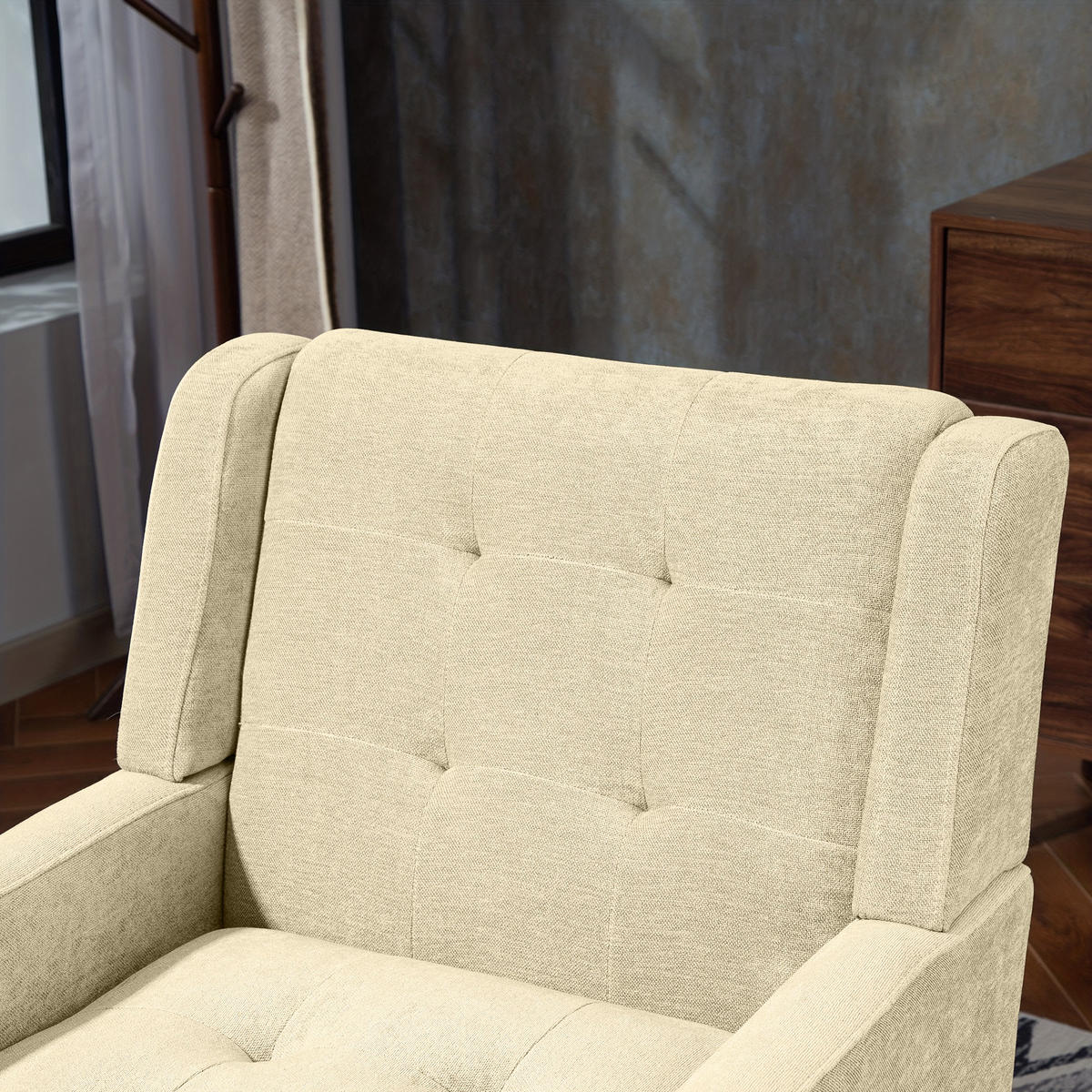 SESSEL Leinen Beige - Beige, Holz/Holzwerkstoff (68/88/76cm) - WISHDOR