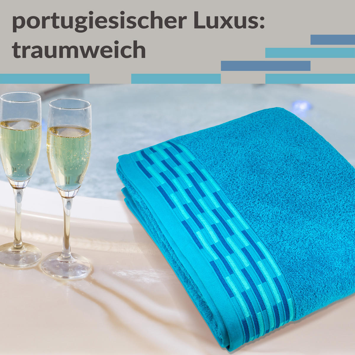 SAUNATUCH Lugano Aquamarin 80x200 cm - Blau, Textil (80/200cm) - Lashuma