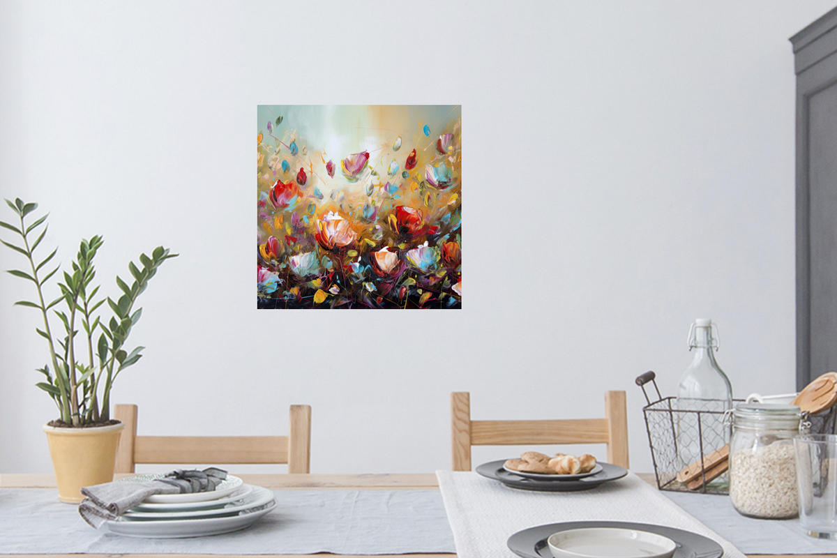 WANDTATTOO Blumen - Kunst - Natur - Ölgemälde 50x50 cm - Multicolor, Kunststoff (50/50/0.1cm) - MuchoWow