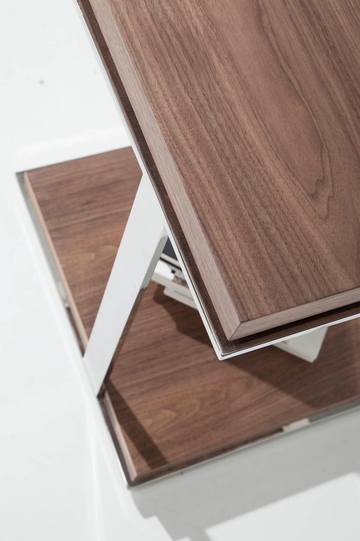 ECKTISCH Quadratisch Walnuss , Stahl 45/45/55 cm - Edelstahlfarben/Nussbaumfarben, Holz/Metall (45/45/55cm) - ANGEL CERDA