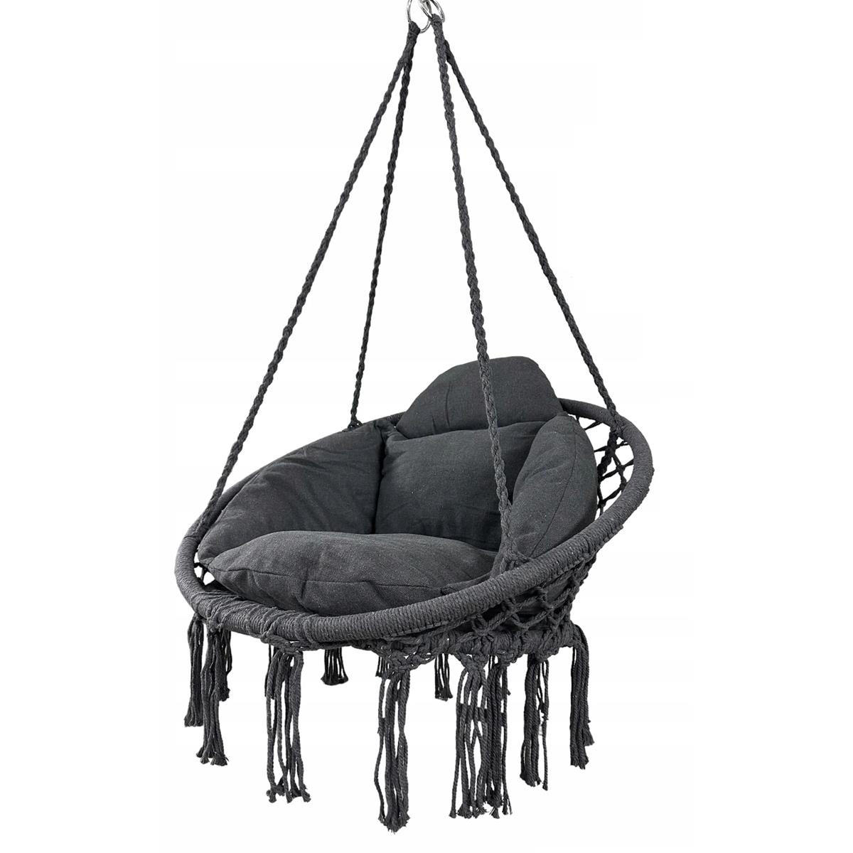 HÄNGESESSEL BLISS Dunkelgrau, mit Kissen - Grau, Metall (80/120/61cm) - Bettso
