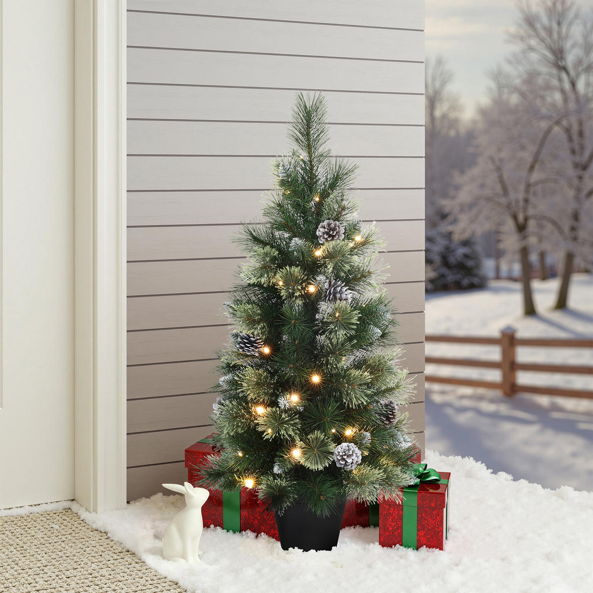 KÜNSTLICHER Weihnachtsbaum mit Beleuchtung und Timer, 90 cm - Grün, Kunststoff (90cm) - Hometopia
