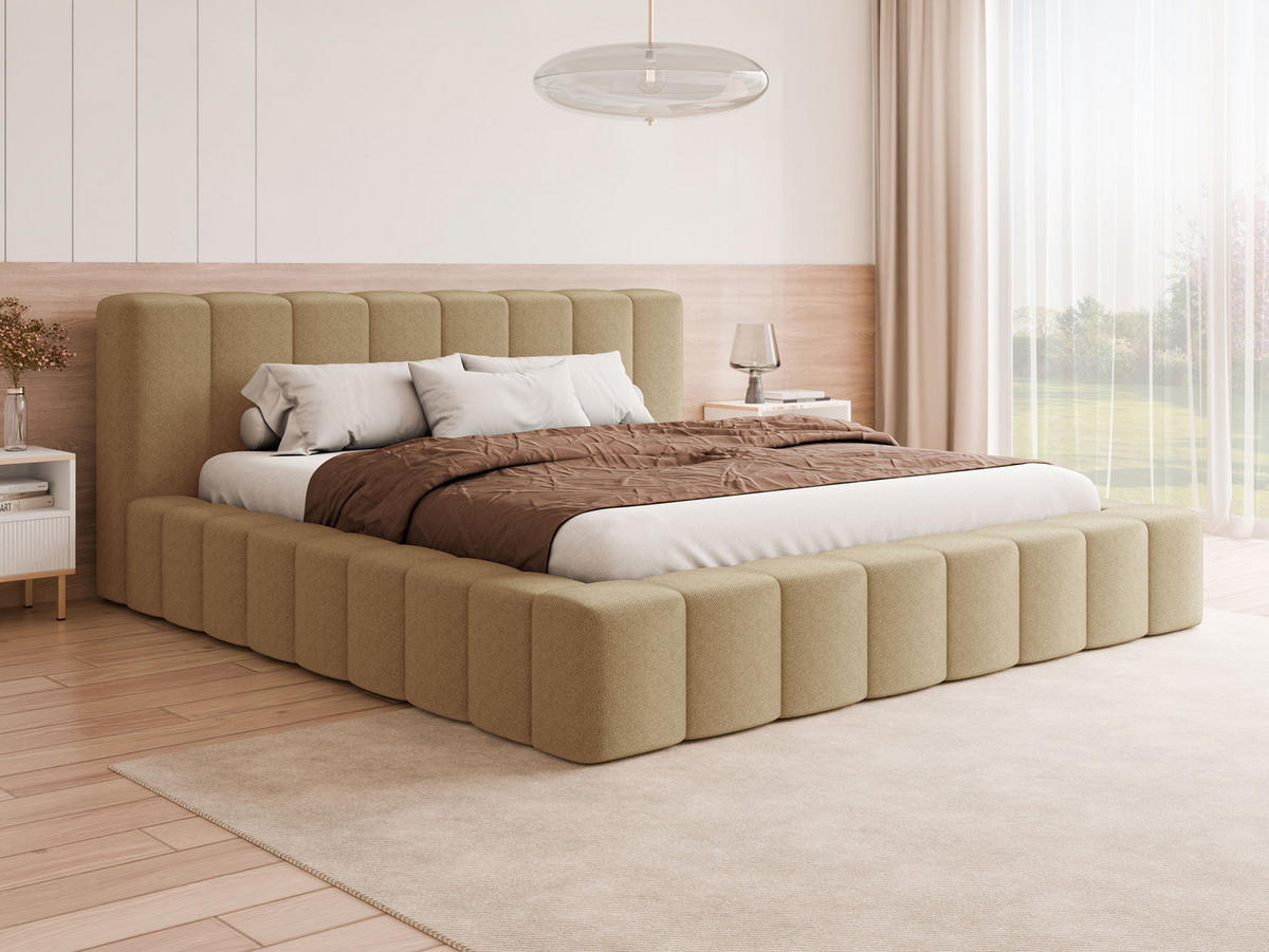 POLSTERBETT Makira - Beige, Holz/Holzwerkstoff (200/200cm) - MIRJAN24