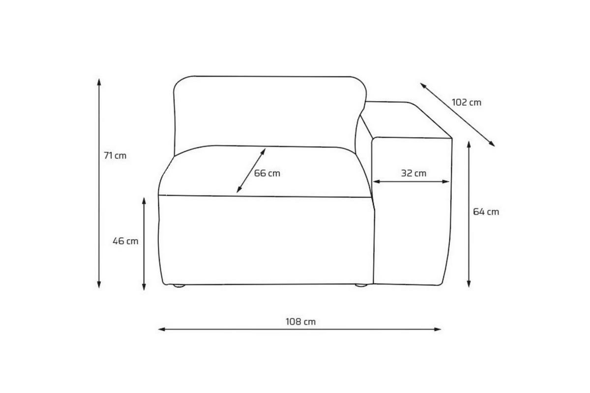 3-SITZER modulares Sofa HEAVEN SET 1 Links, Breite 255 cm Webstoff Weiß - Schwarz/Weiß, Holz/Kunststoff (255/71/102cm) - Muffo