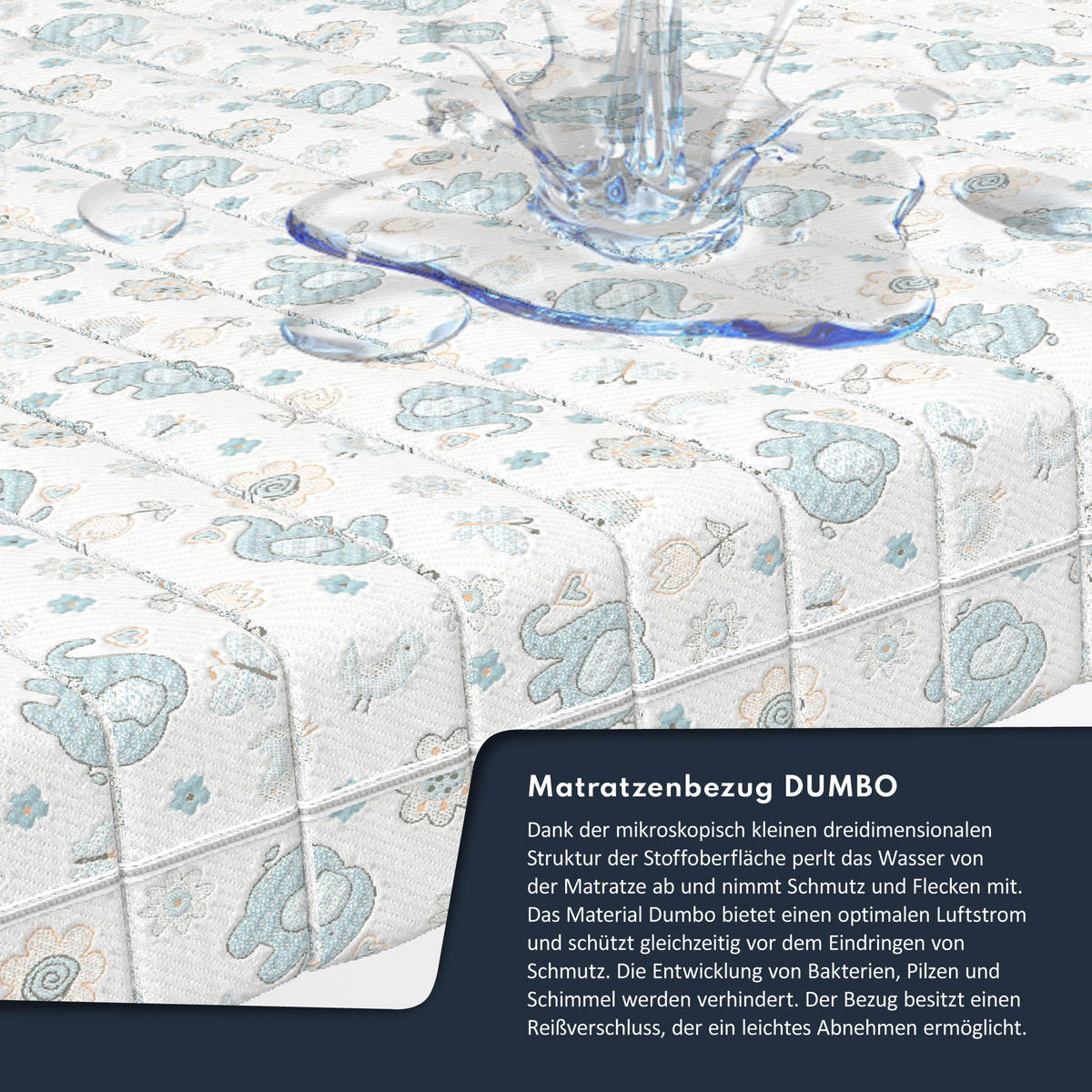 KINDERMATRATZE Miki Dumbo - Hellblau, Kunststoff/Textil (90/190cm) - FDM