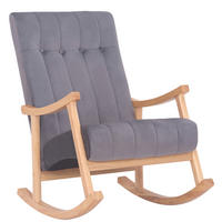 SCHAUKELSTUHL Sarti Samt, Gestell Kautschukholz natur Natura/Grau - Naturfarben/Grau, Holz/Textil (62/98/92cm) - TPFLiving