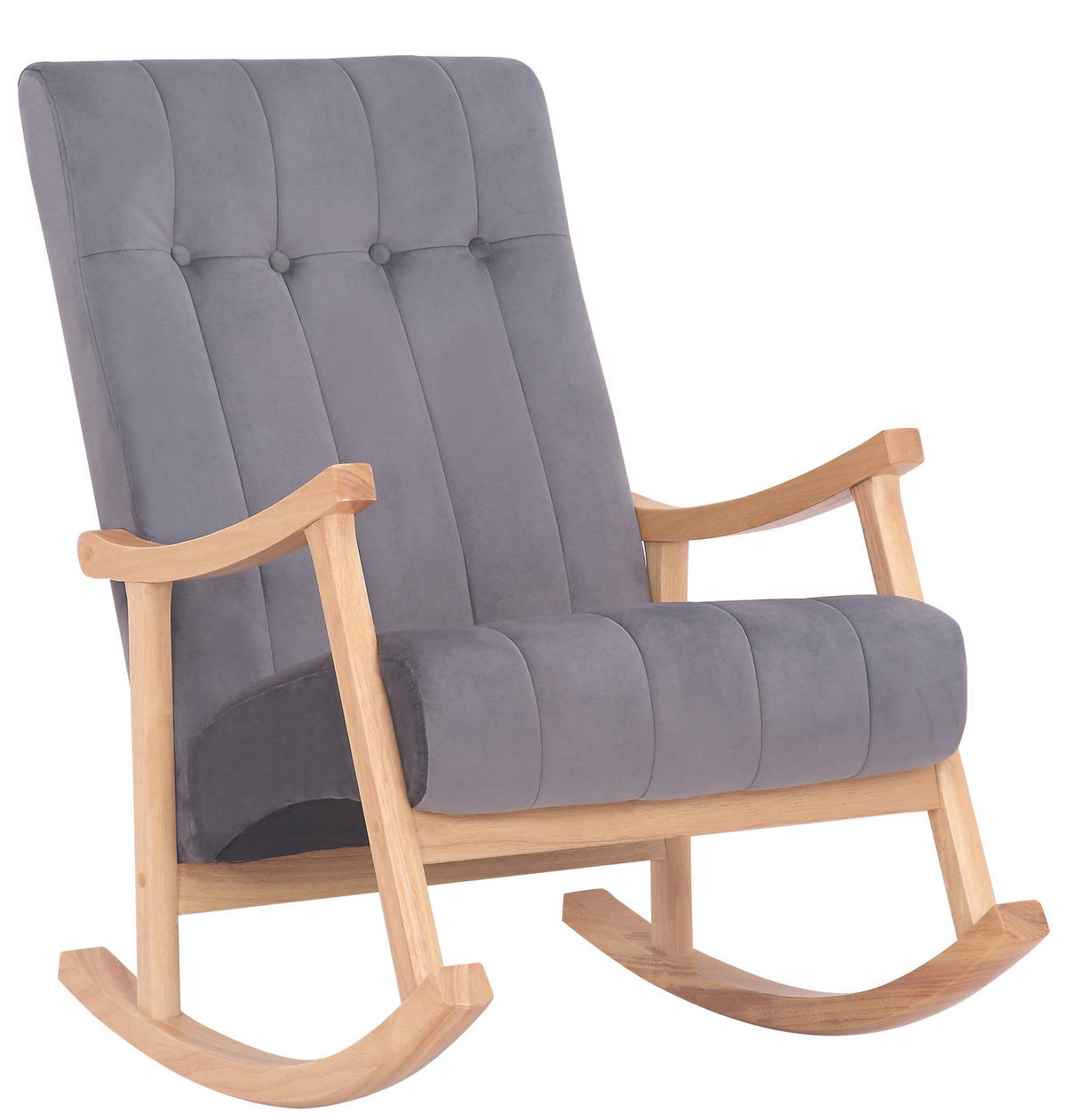 SCHAUKELSTUHL Sarti Samt, Gestell Kautschukholz natur Natura/Grau - Naturfarben/Grau, Holz/Textil (62/98/92cm) - TPFLiving