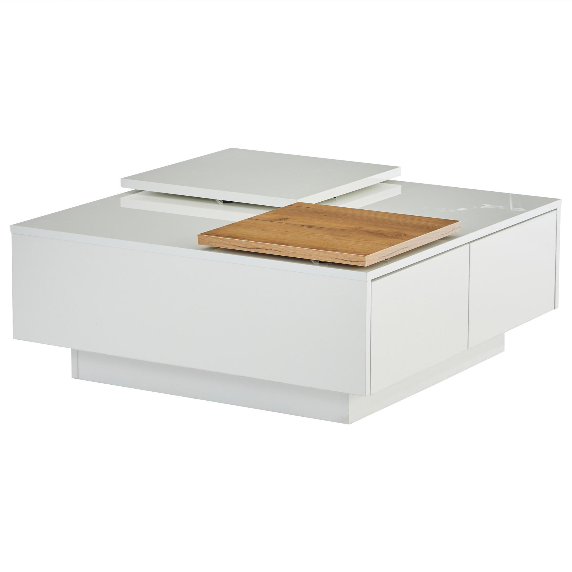 COUCHTISCH DE-008 Modern Hochglanz Weiß - Weiß, Holzwerkstoff (75/75/34cm) - ComfortXL