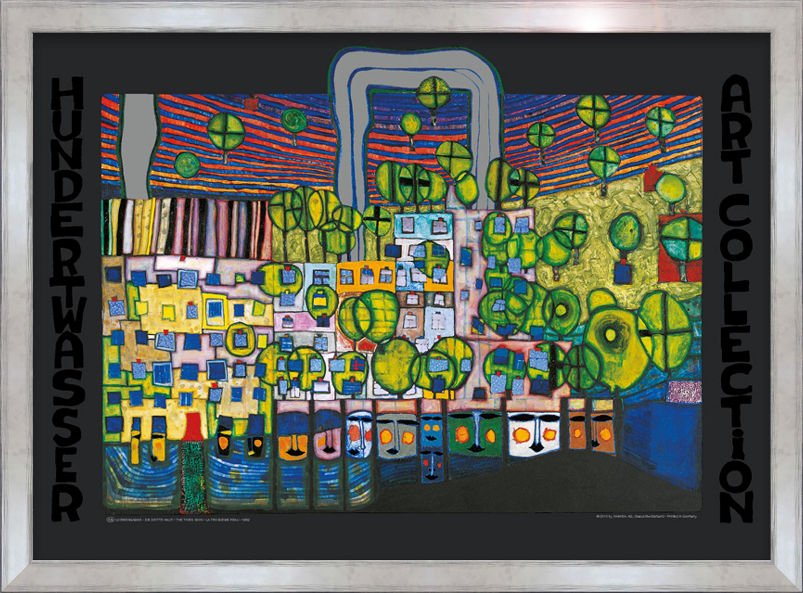 BILD gerahmt 72x53 cm Friedensreich Hundertwasser „Löwengasse - Die dritte Haut“ - Gelb, Holz (72/53cm) - artissimo