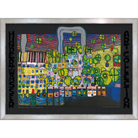 BILD gerahmt 72x53 cm Friedensreich Hundertwasser „Löwengasse - Die dritte Haut“ - Gelb, Holz (72/53cm) - artissimo