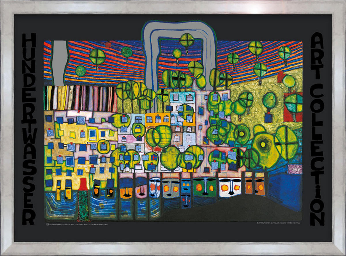 BILD gerahmt 72x53 cm Friedensreich Hundertwasser „Löwengasse - Die dritte Haut“ - Gelb, Holz (72/53cm) - artissimo