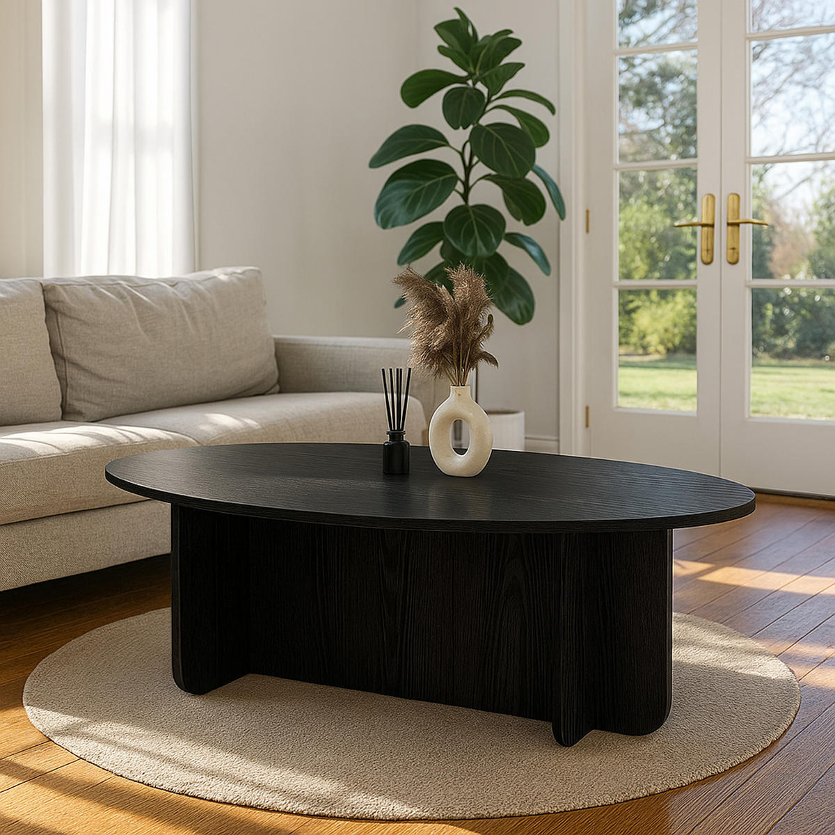 COUCHTISCH Luminous Schwarz Holzoptik 120x60 cm - Schwarz, Holzwerkstoff (60/120/40cm) - moebel17