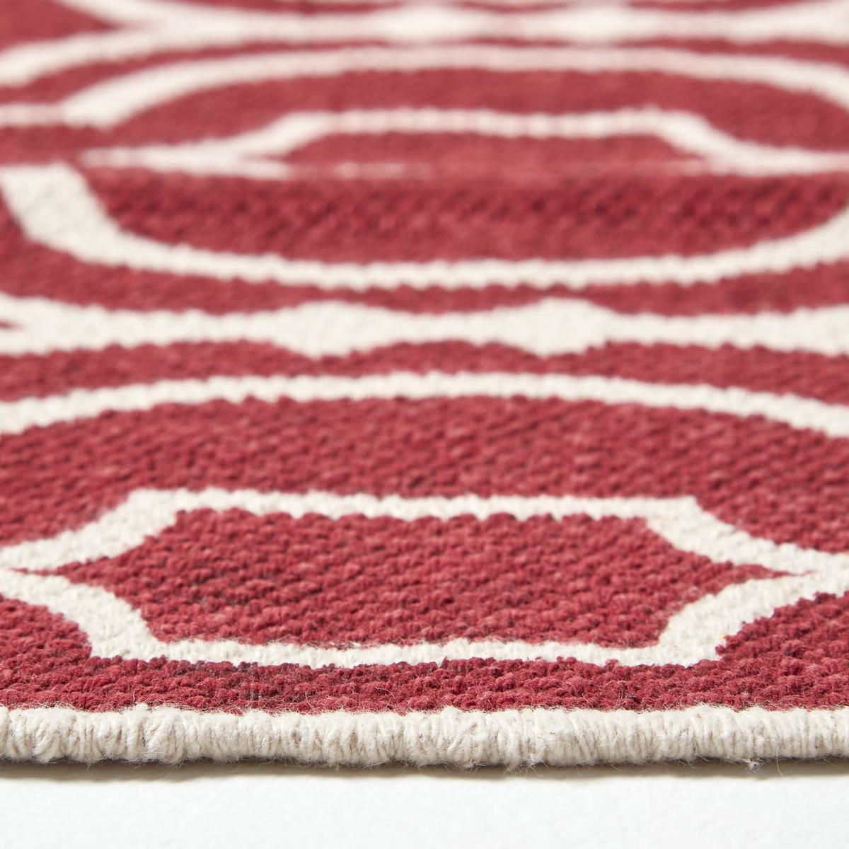 BAUMWOLLTEPPICH-LÄUFER Riga geometrisch 66/200 cm - Rot, Textil (66/200cm) - Homescapes