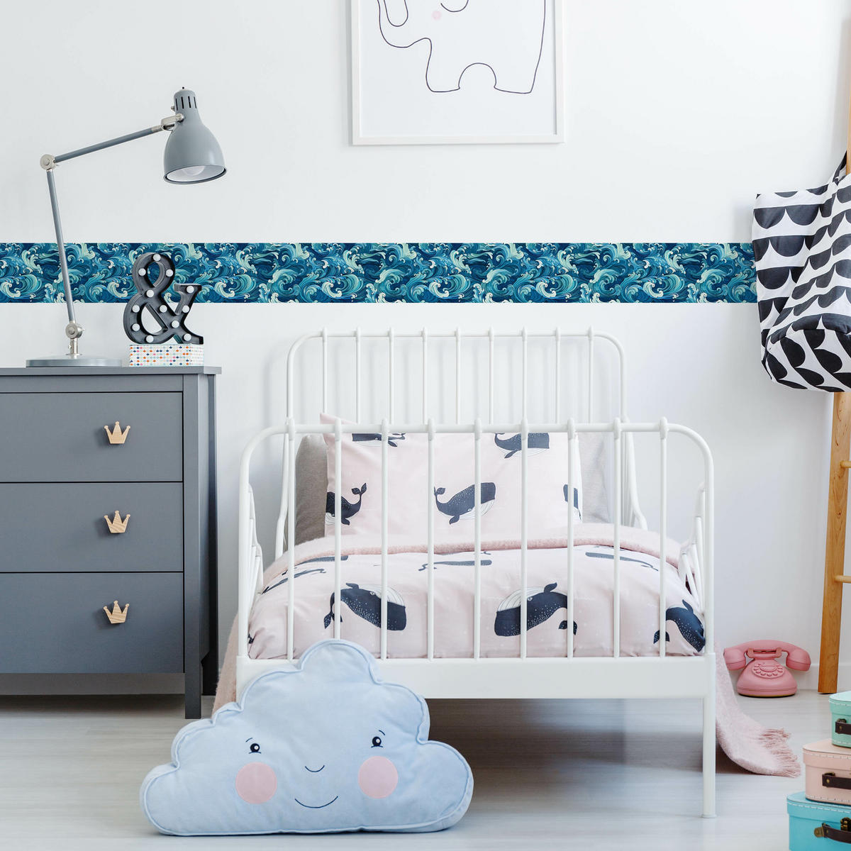 TAPETENBORDÜRE selbstklebend MEERESWELLEN Ozean Abstraktion - Blau, Papier (10/300/300cm) - Muralo