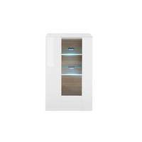 VITRINE M14 Weiß Hochglanz 45/71/38 cm - Weiß Hochglanz, Holzwerkstoff (45/71/38cm) - Livojo