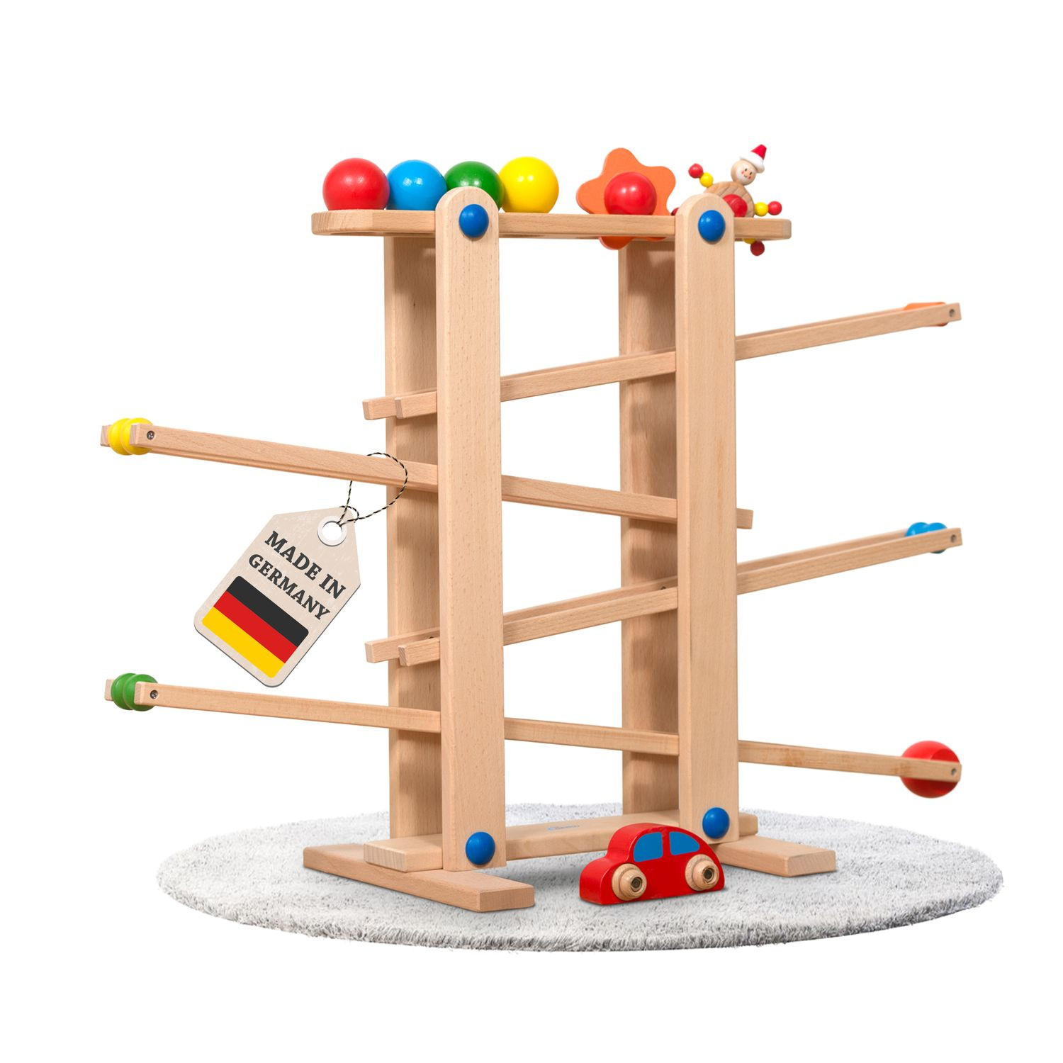 KUGELBAHN L Holz Natur mit 7 Roll Elementen - Naturfarben, Holz (26/70cm) - Coemo