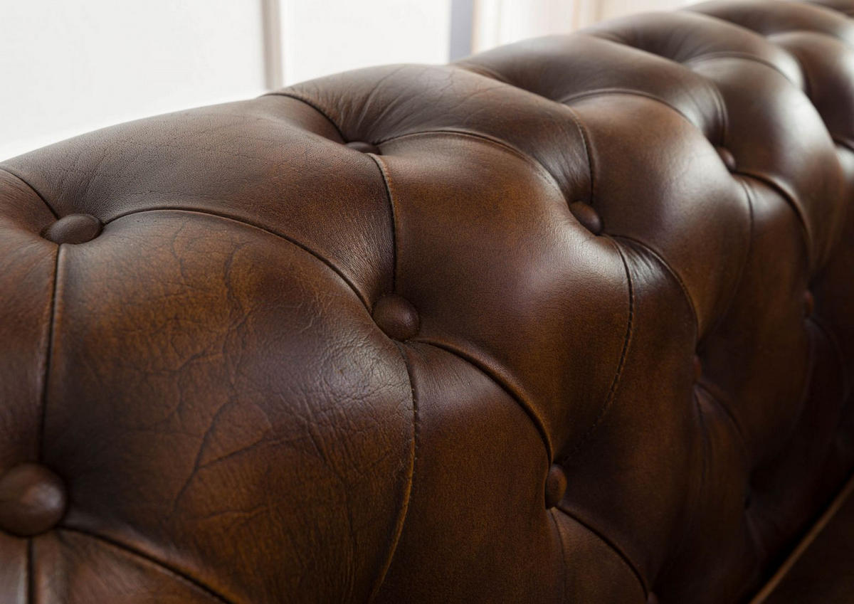 SOFA 4-Sitzer Echtleder 274x82x75 braun CHESTERFIELD #104 - Braun, Leder (274/75/82cm) - Massivmoebel24