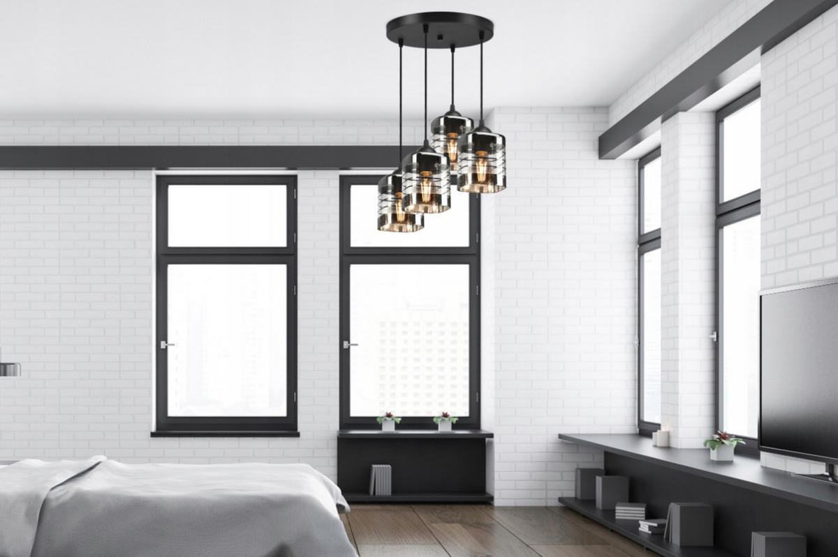 PENDELLEUCHTE TRAGLAS - Transparent/Schwarz, Glas/Metall (35/35/80cm) - kiki design