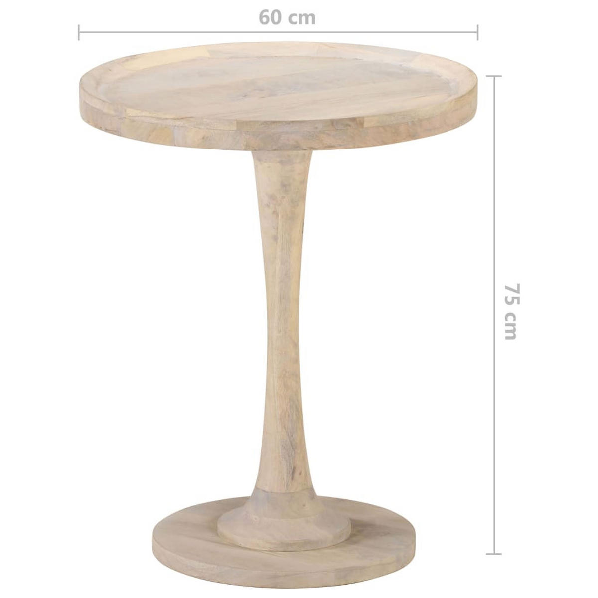 BEISTELLTISCH Ø60x75 cm Mango Massivholz - Braun, Holz (60/60/75cm) - furnicato