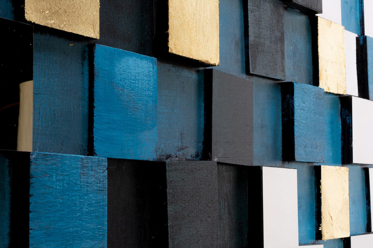 HOLZBILD Blau 100/70 cm - Blau, Holz/Kunststoff (9/70cm) - KUNSTLOFT