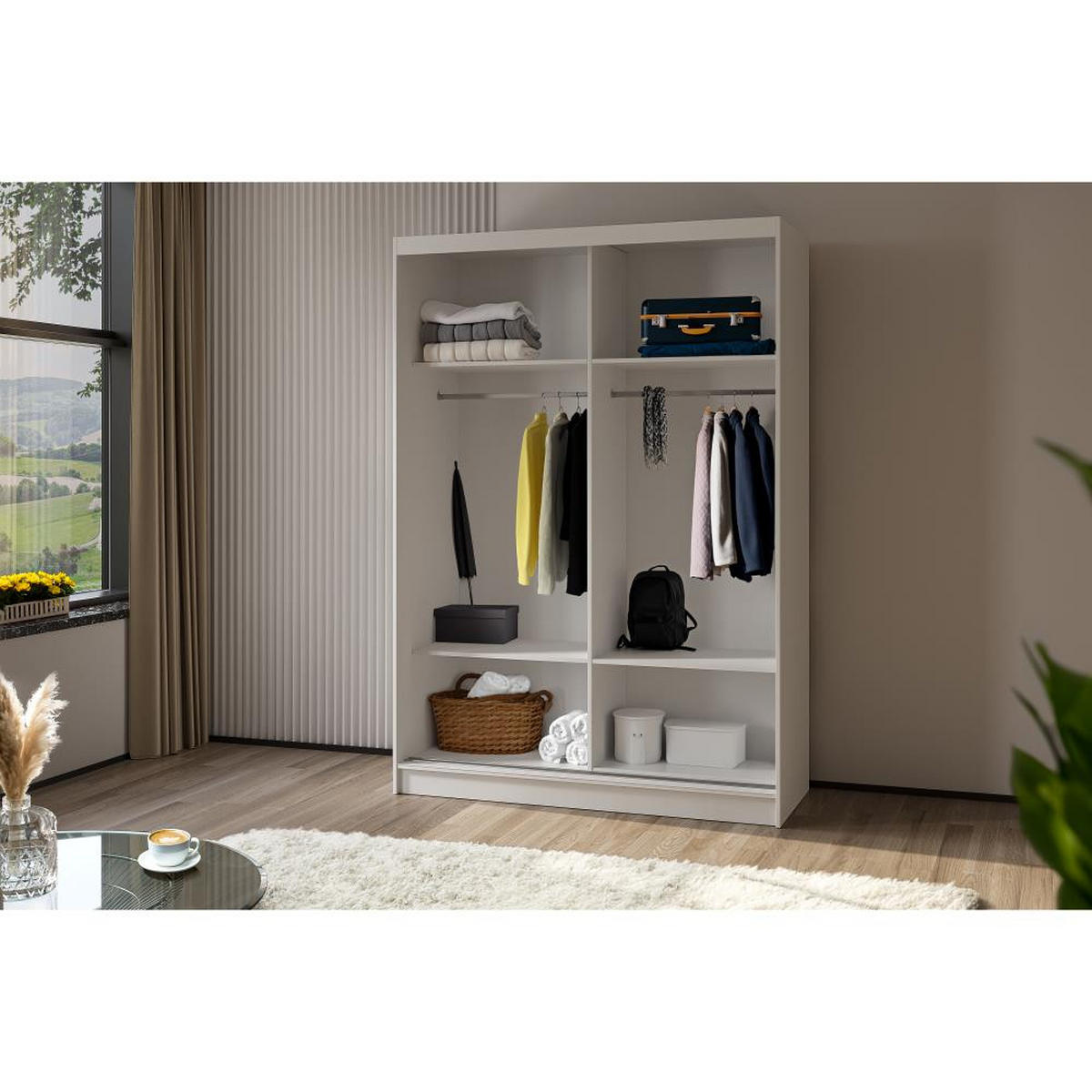 SCHWEBETÜRENSCHRANK Mario 150/216/61 graphit - Graphitfarben, Holzwerkstoff (150/216/61cm) - Beautysofa