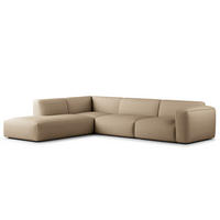 3-SITZER ECKSOFA mit Recamiere - Taupe/Schwarz, Textil (295/231cm) - home24