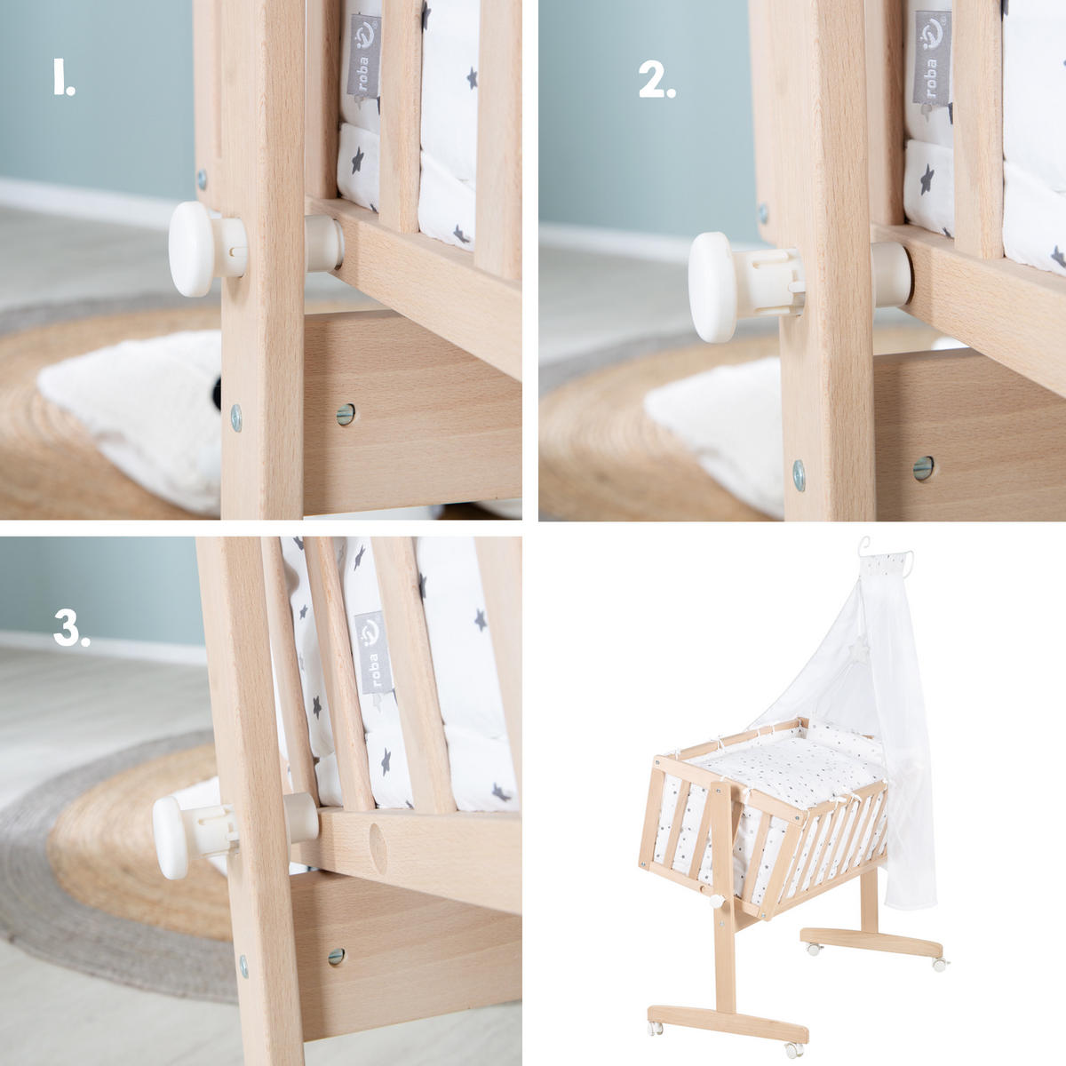 BABYWIEGENSETT Sternenzauber grau - Naturfarben, Holzwerkstoff/Textil (40/90cm) - Roba