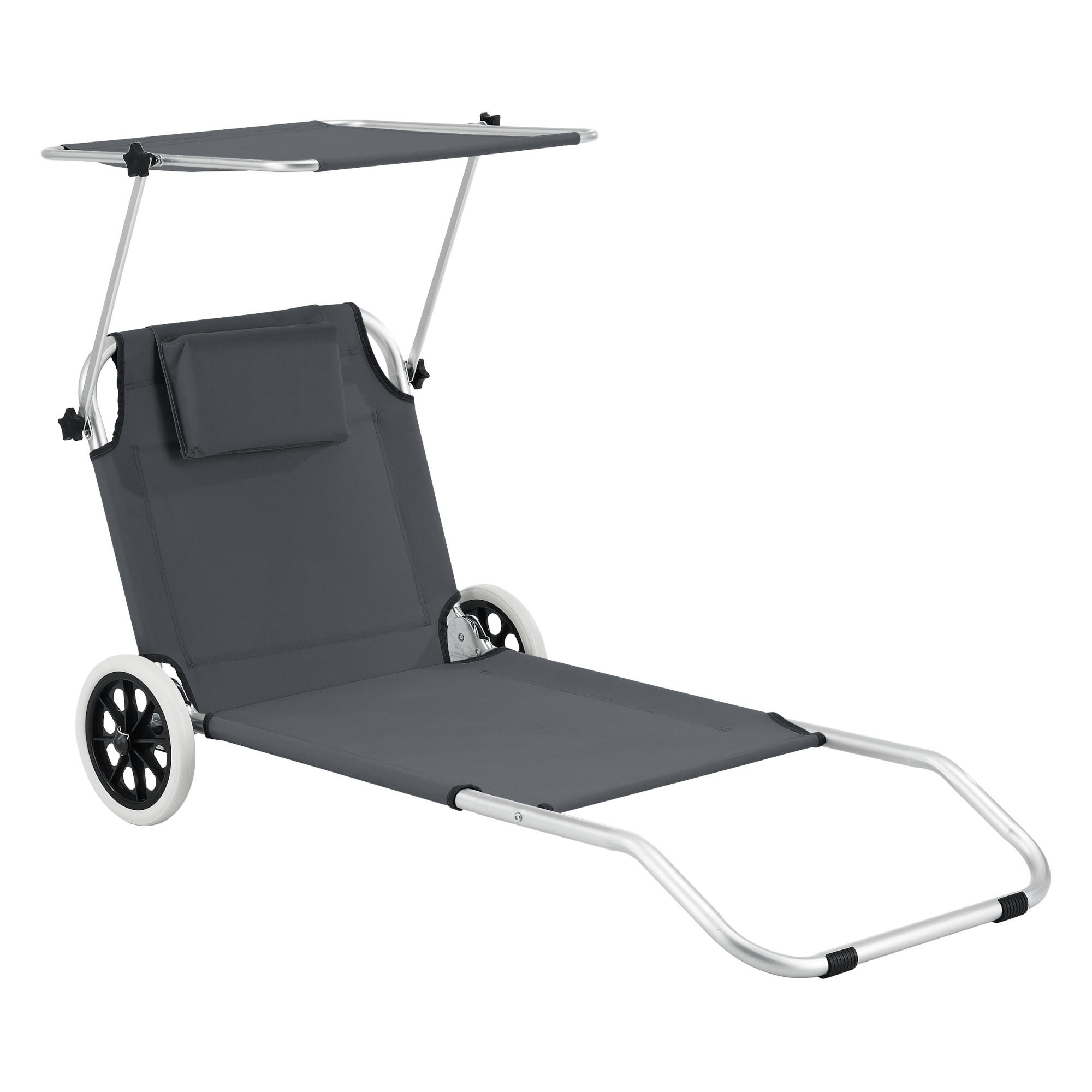 SONNENLIEGE Lazkano - Dunkelgrau, Metall (150/60/52.5cm) - [en.casa]