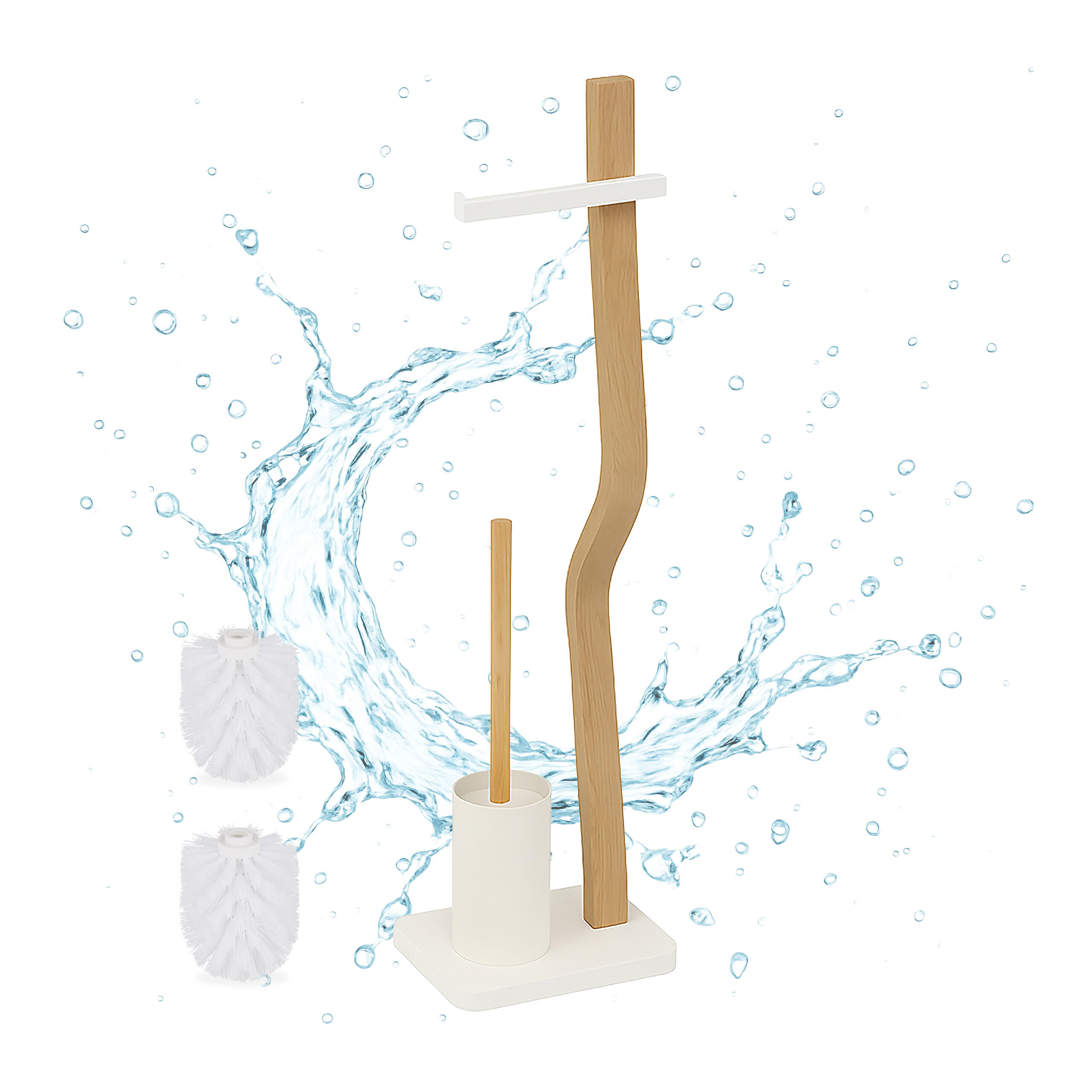 WC Garnitur - Multicolor, Holz/Kunststoff (23/78.5/18cm) - Relaxdays
