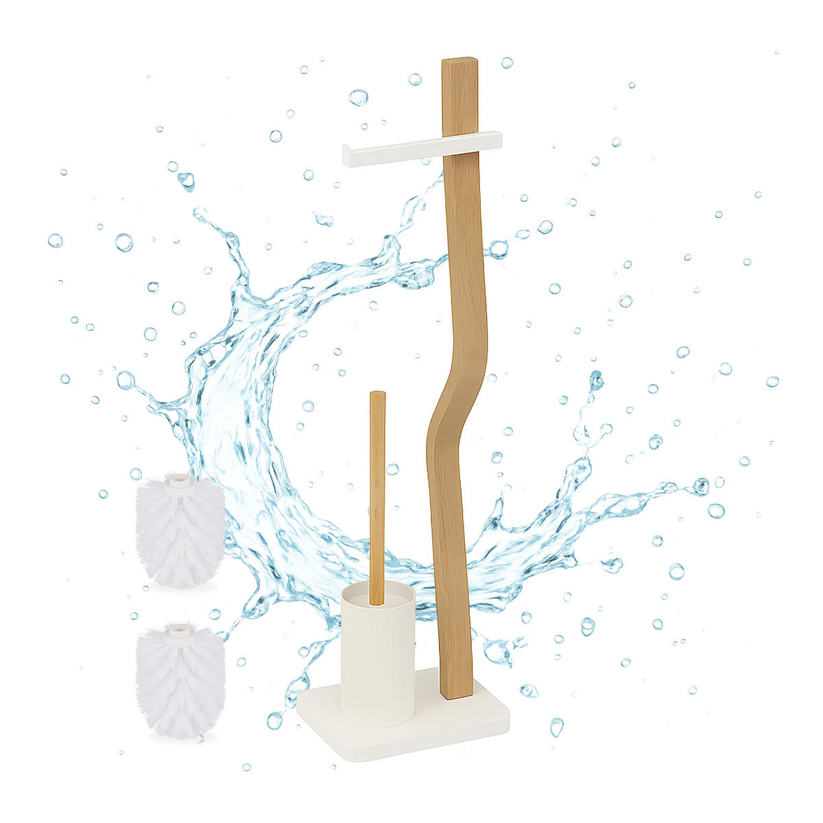 WC Garnitur - Multicolor, Holz/Kunststoff (23/78.5/18cm) - Relaxdays