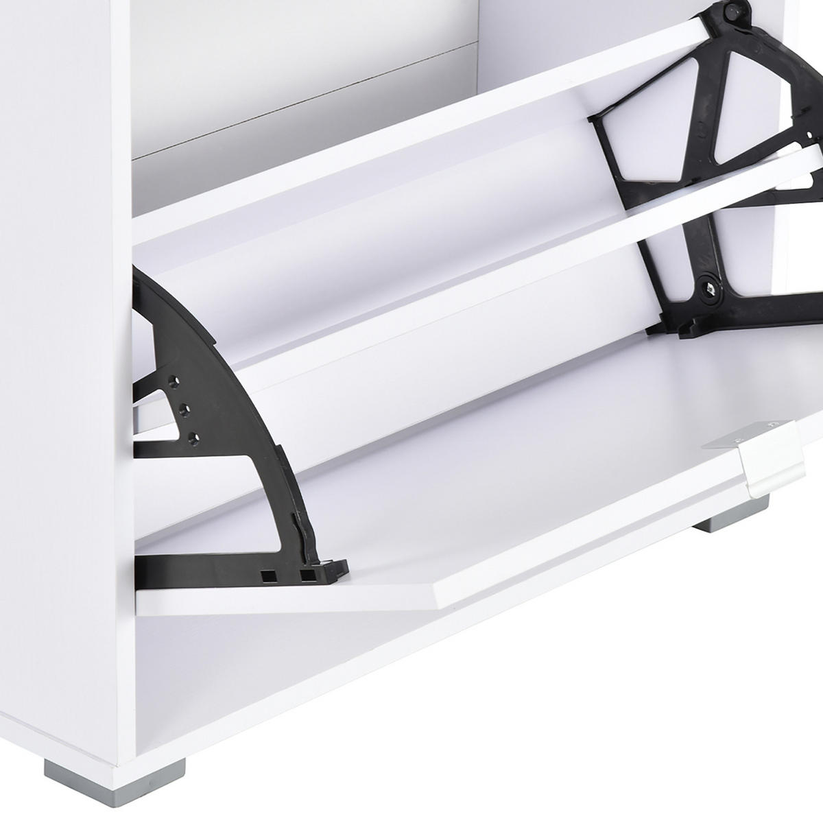 SCHUHSCHRANK DE-15007 3 Klapptüren mit 3 verstellbaren Ebenen Weiß Hochglanz - Weiß Hochglanz, Holzwerkstoff (60/124/26cm) - ComfortXL