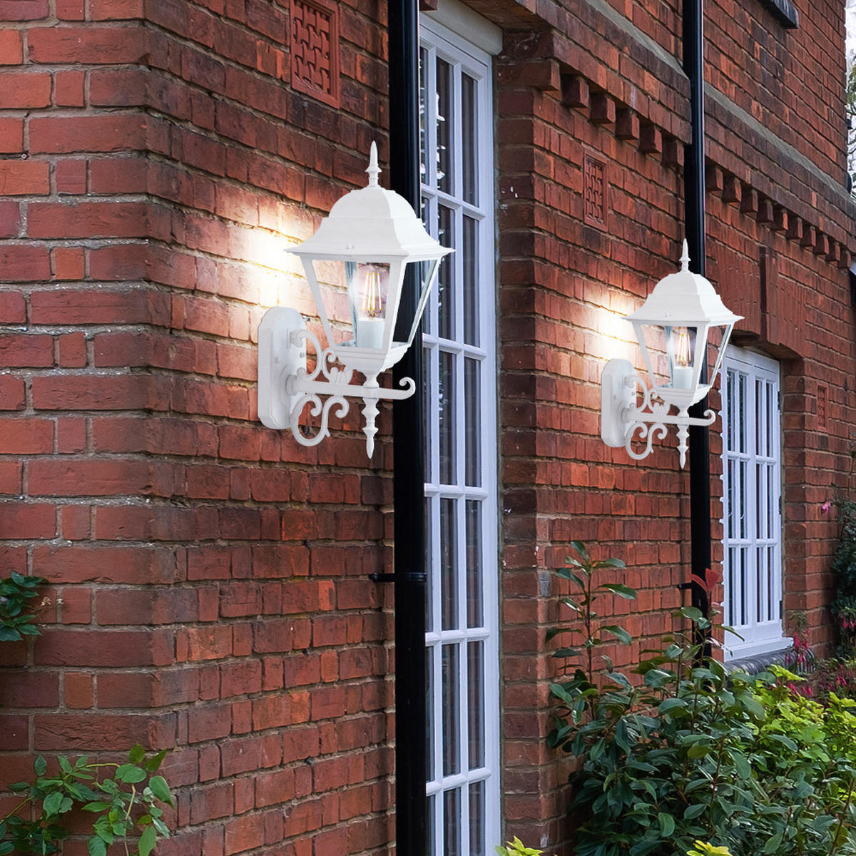 WANDLAMPE Landhausstil Weiß Spritzwassergeschützt 4er Set - Weiß, Glas (22.5/14.8/40cm)