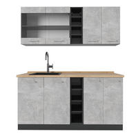 SINGLEKÜCHE R-Line Beton/Anthrazit 160 cm ohne Arbeitsplatte - Schieferfarben/Anthrazit, Holzwerkstoff (160/81.6/46cm) - Vicco