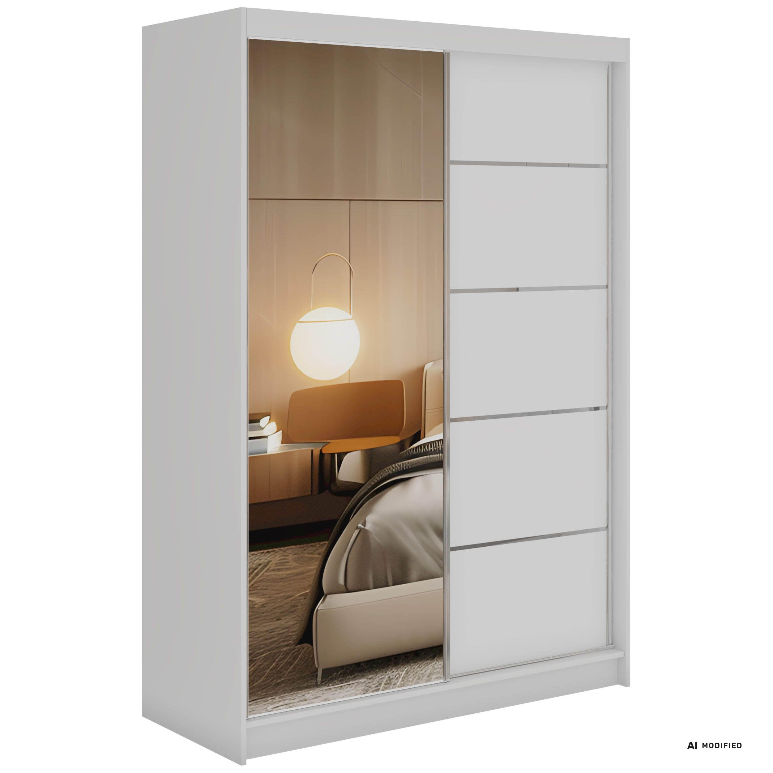 MKS Schwebetürenschrank Weiß 150x216x61 cm