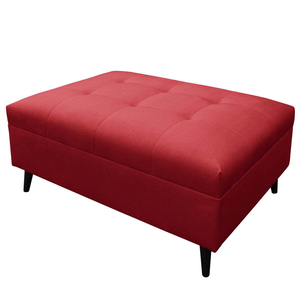 ECKSOFA mit Ottomane und Hocker - Rot/Schwarz, Birkenholz/Textil (247/174cm) - home24