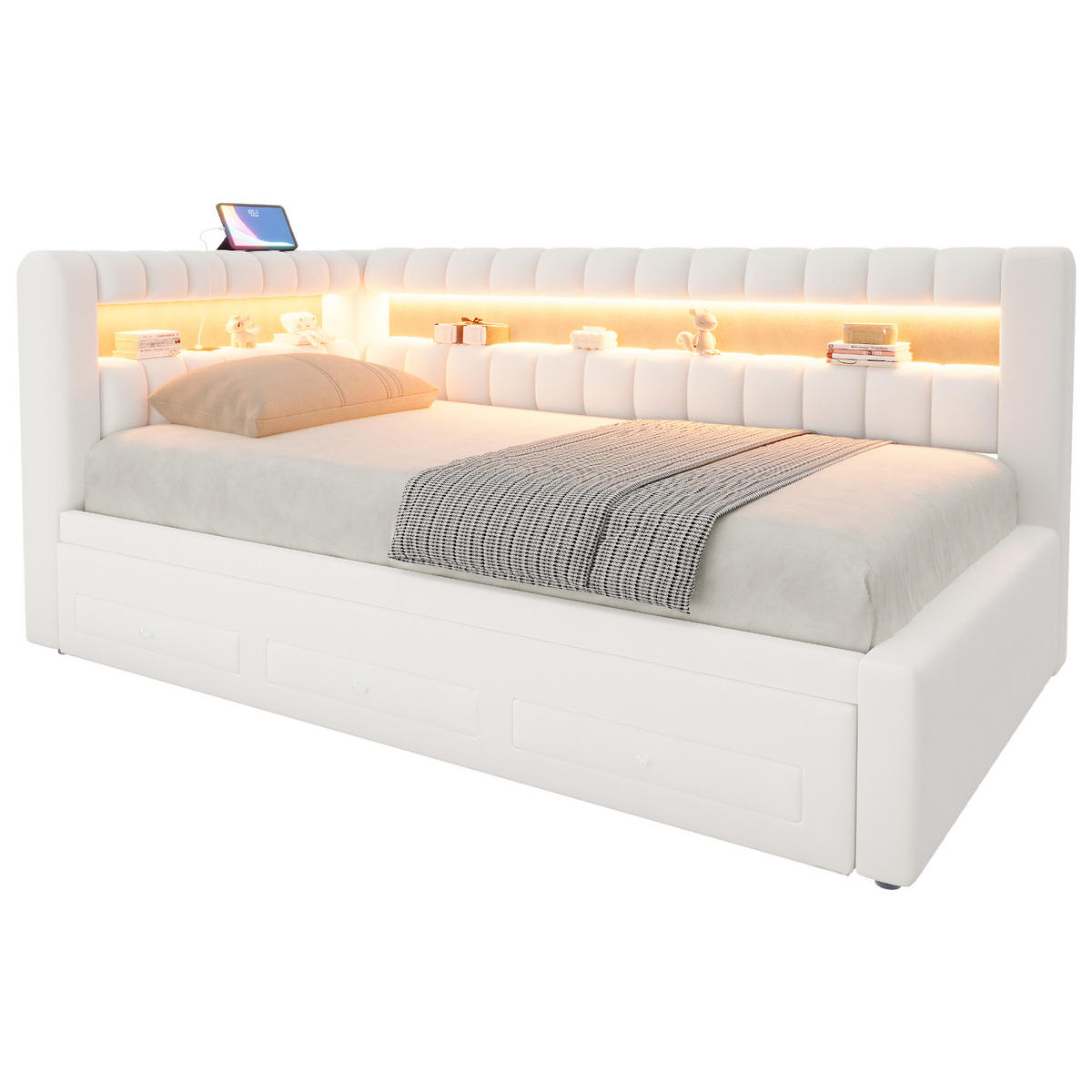 POLSTERBETT 90/190 cm Beige - Beige, Textil