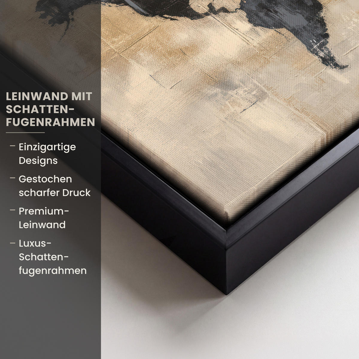 LEINWAND Bilder mit Rahmen - Weltkarte - Gold - Schwarz - Abstrakt - 30x20 - Kupferfarben, Textil (30/20cm) - MuchoWow