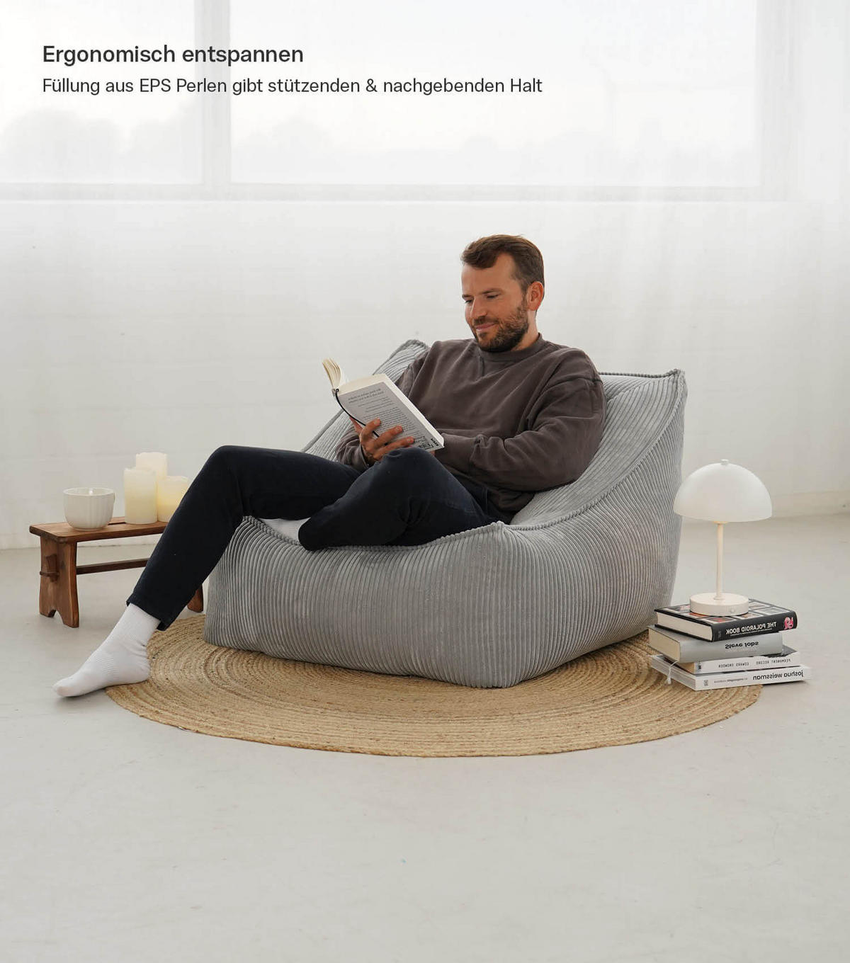 SITZSACK Cord Der Lümmel - Grau, Textil (73/60/83cm) - Mokebo