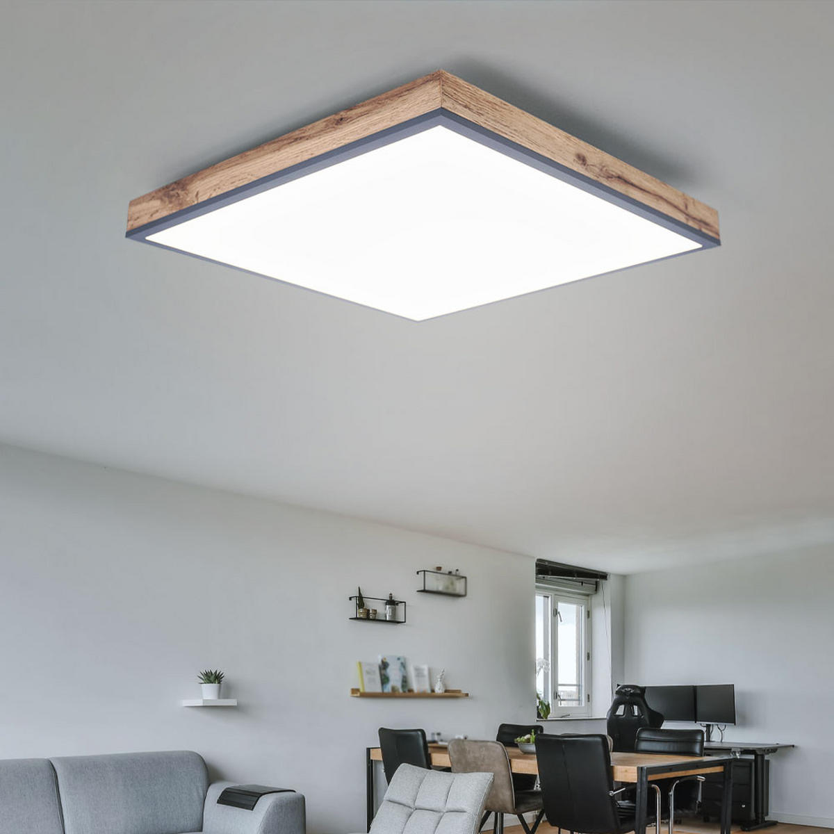 LED DECKENLEUCHTE DORO MDF Grau - Grau, Metall (45/45/6.5cm) - Globo Lighting