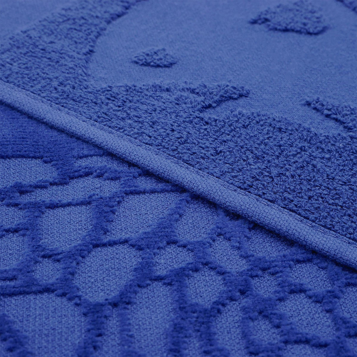 STRANDTUCH Frottee Velours Jacquard Blau 90x170 340g/m² - Kelly - Blau, Textil (170/90cm) - LE COMPTOIR DE LA PLAGE