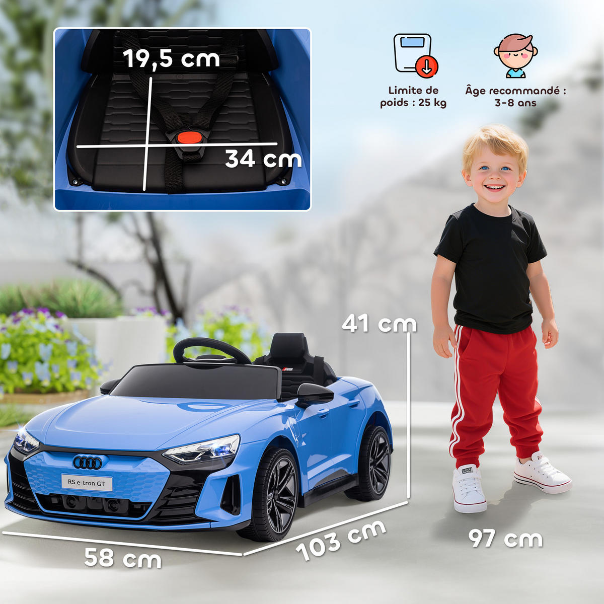 ELEKTRO-KINDERAUTO DE-13012 Fernbedienung Blau - Blau, Kunststoff (103/58/41cm) - ComfortXL