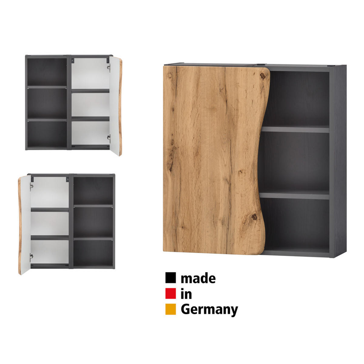 BADMÖBEL-SET 5-TLG. Kahla-03 - Anthrazit/Braun, Holzwerkstoff (221/200/40cm) - Lomado