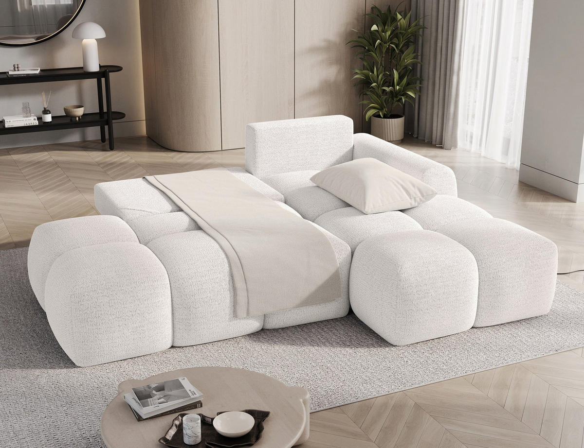 ECKSOFA VITTARIO mit Schlaffunktion & Bettkasten – Modernes L-Sofa 227 cm, inklusive Kissen - Weiß, Kunststoff (227/95cm) - Wohnideebilder