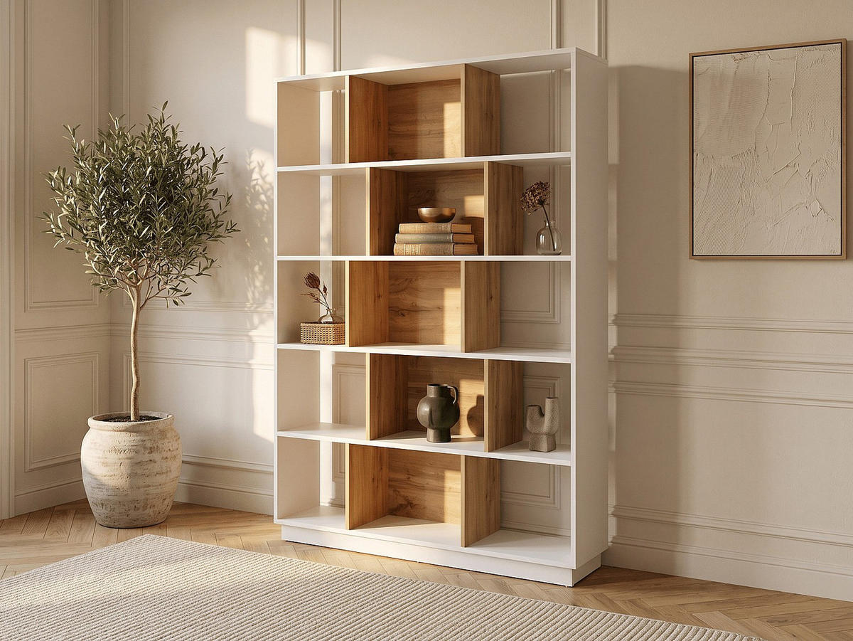 BÜCHERREGAL - 120 cm x 30 cm - holz - naturfarben hell, weiß Dalenor - Naturfarben/Weiß, Holz (120/180/30cm) - Vente-Unique